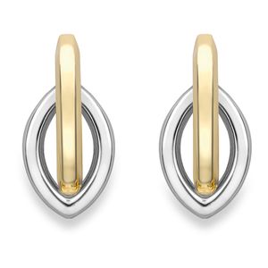 Preview image of 9ct Gold Two-Tone Interlocking Oval Earrings
