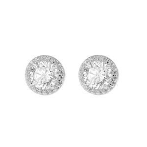 Preview image of Sterling Silver Halo Centre Cubic Zirconia Stud Earrings 