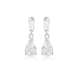 Preview image of Sterling Silver Cubic Zirconia Pear Drop Earrings