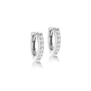 Preview image of Sterling Silver Cubic Zirconia Hinged Small Hoop Earrings