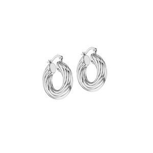 Preview image of Sterling Silver Multi Twist Creole Hoop Earrings