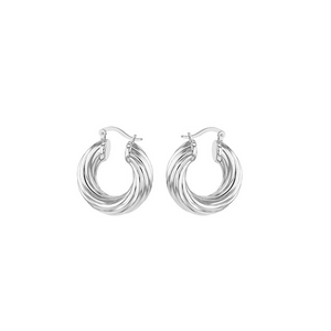 Preview image of Sterling Silver Multi Twist Creole Hoop Earrings