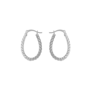 Sterling Silver Oval Twisted Creole Hoop Earrings 