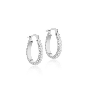Preview image of Sterling Silver Oval Twisted Creole Hoop Earrings 