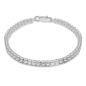 Preview image of Sterling Silver 3mm Square Cubic Zirconia Tennis Bracelet 