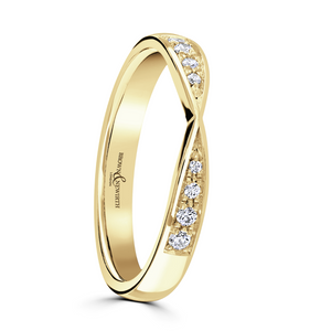 Preview image of 9ct Yellow Gold 3mm Shape to Fit Ladies 0.09ct Diamond Wedding Ring