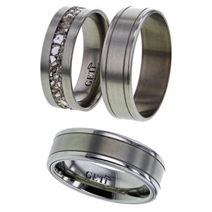Preview image of Titanium 7mm Memorial Flat Top Brushed and Polished Gents Wedding Ring 