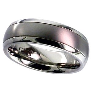 Preview image of Titanium 6mm Curved Brushed & Polished Gents Wedding Ring 
