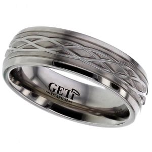 Preview image of Titanium 7mm Domed Celtic Gents Wedding Ring 