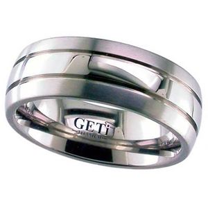 Preview image of Titanium 7mm Lined Brushed & Polished Gents Wedding Ring 