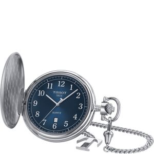 Tissot Savonnette Stainless Steel Blue Dial Quartz Pocket Watch