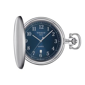 Tissot Savonnette Stainless Steel Blue Dial Quartz Pocket Watch
