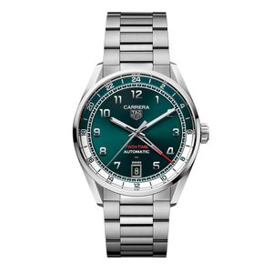 Preview image of TAG Heuer Carrera Date Twin-Time 41mm TH31-03 Green Automatic Bracelet Watch 