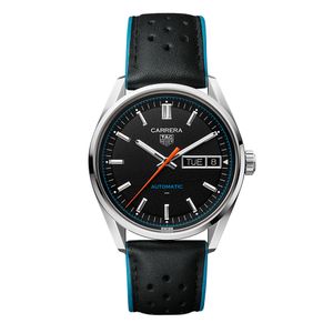 Preview image of TAG Heuer Carrera Day-Date 41mm TH31-02 Black & Blue Automatic Strap Watch 