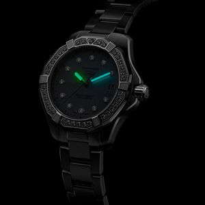 TAG Heuer Aquaracer Professional 200 34mm Solargraph Mother of Pearl Diamond Bezel Bracelet Watch 