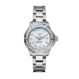 TAG Heuer Aquaracer Professional 200 34mm Solargraph Mother of Pearl Diamond Bezel Bracelet Watch 