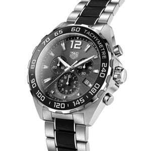 TAG Heuer Formula 1 43mm Steel Grey 3 Row Bracelet Chronograph Watch 