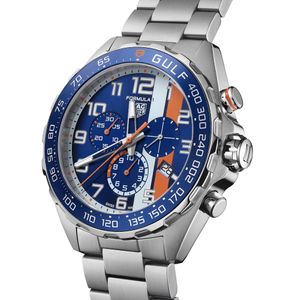 Preview image of TAG Heuer 2023 F1 Gulf Special Edition 43mm Blue Bracelet Quartz Chronograph Watch