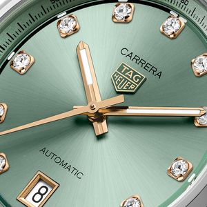 Preview image of TAG Heuer Carrera 36mm Steel Green Diamond Set Calibre 7 Bracelet Watch