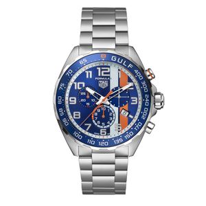 Preview image of TAG Heuer 2023 F1 Gulf Special Edition 43mm Blue Bracelet Quartz Chronograph Watch