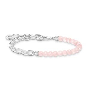Preview image of Thomas Sabo Rose Quartz Bead Silver Chain Link Charm Bracelet 