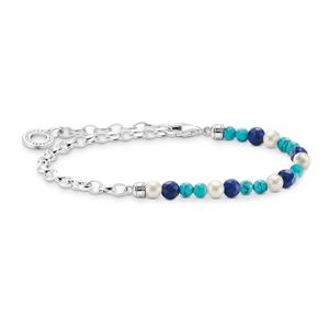 Preview image of Thomas Sabo Blue Pearl Silver Chain Link Charm Bracelet 