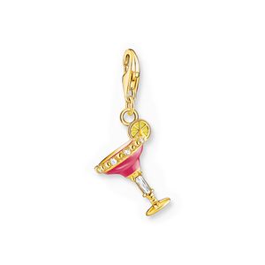 Preview image of Thomas Sabo Stone Set Pink Enamel Cocktail Gold Plated Charm