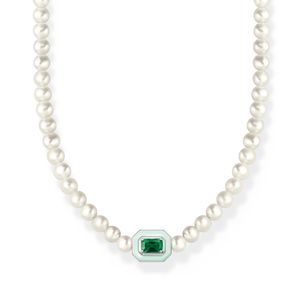 Thomas Sabo Green Stone Pearl Choker Necklace