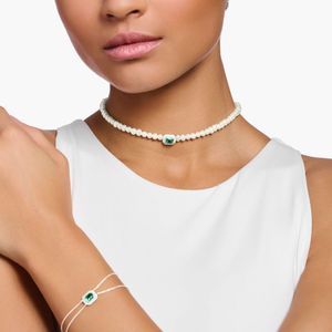 Thomas Sabo Green Stone Pearl Choker Necklace