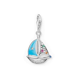 Preview image of Thomas Sabo Multi Stone Set Enamel Sailboat Silver Charm