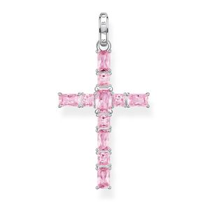 Preview image of Thomas Sabo Heritage Pink Stones Cross Silver Pendant