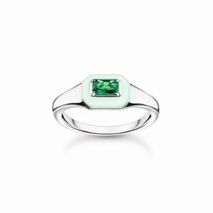 Preview image of Thomas Sabo Green Stone Enamel Silver Ring