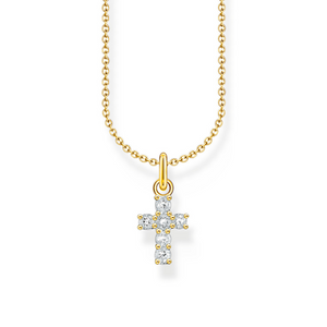 Preview image of Thomas Sabo White Zirconia Cross Gold Plated Pendant Necklace