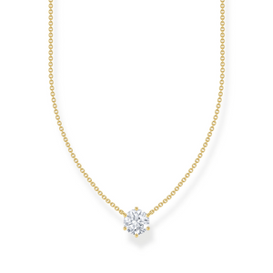 Preview image of Thomas Sabo White Zirconia Solitaire Gold Plated Necklace
