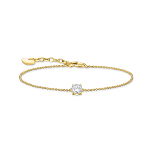 Preview image of Thomas Sabo White Zirconia Solitaire Gold Plated Bracelet 
