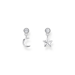 Thomas Sabo White Zirconia Moon & Star Silver Stud Earrings 