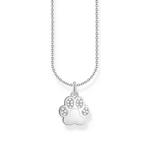 Preview image of Thomas Sabo White Zirconia Paw Print Silver Pendant Necklace