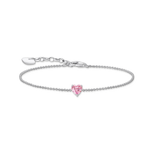 Preview image of Thomas Sabo Pink Zirconia Heart Solitaire Silver Bracelet 