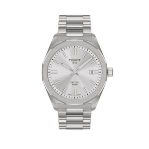 Preview image of Tissot PRC 100 39mm Silver Steel Solar Quartz Bracelet Watch 