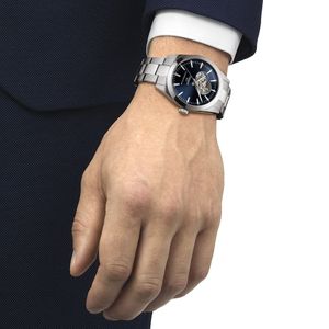 Tissot Gentleman 40mm Steel Blue Open Heart Powermatic Bracelet Watch