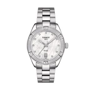 Preview image of Tissot PR100 Sport Chic 36mm Steel Mother Of Pearl Diamond Set Quartz Bracelet Watch