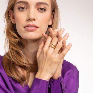 Thomas Sabo Gold Plated Hummingbird Feather Ring