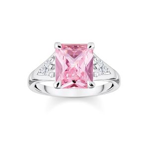 Preview image of Thomas Sabo Heritage Pink & White Stones Silver Ring