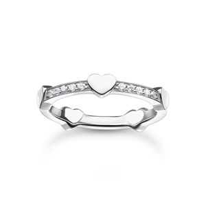 Preview image of Thomas Sabo Silver Stone Set Pave Heart Ring