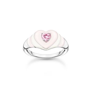 Preview image of Thomas Sabo Heart Pink Stone Enamel Silver Ring