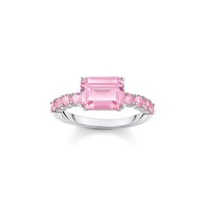 Thomas Sabo Solitaire Pink Zirconia Silver Ring 