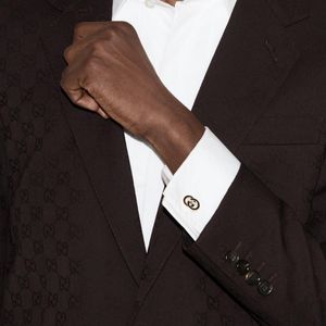 Gucci Interlocking Black Enamel Silver Cufflinks| Peter Jackson