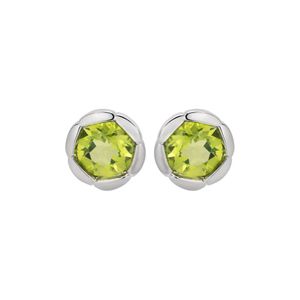 Preview image of Unique Round Peridot Silver Stud Earrings 