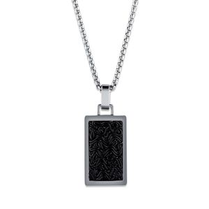 Preview image of Unique Steel Black Swirl Pattern Centre Dog Tag Necklace