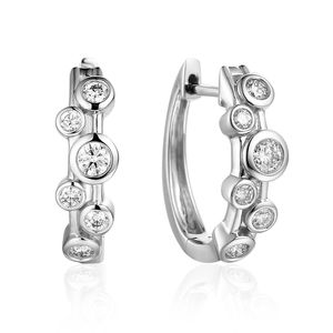 Preview image of 18CT WHITE GOLD DIAMOND .42 BUBBLE HOOP EARRINGS